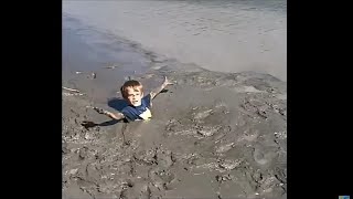 Kid Gets Stuck In Deep Quicksand..