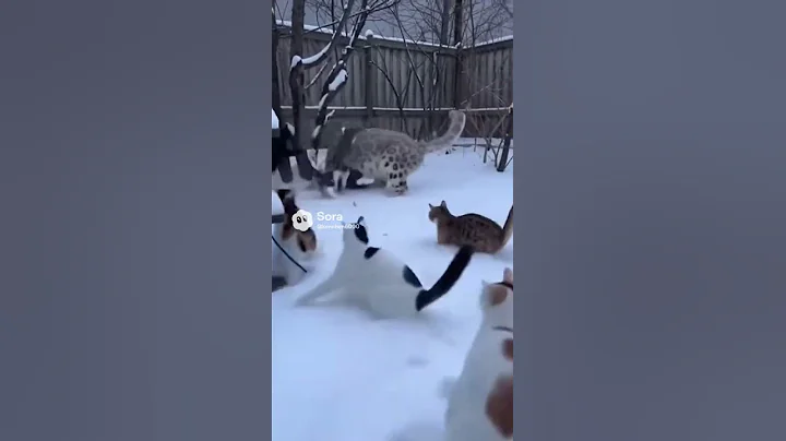 Video 11639431: cat snow leopard, cat vs leopard, fat cat