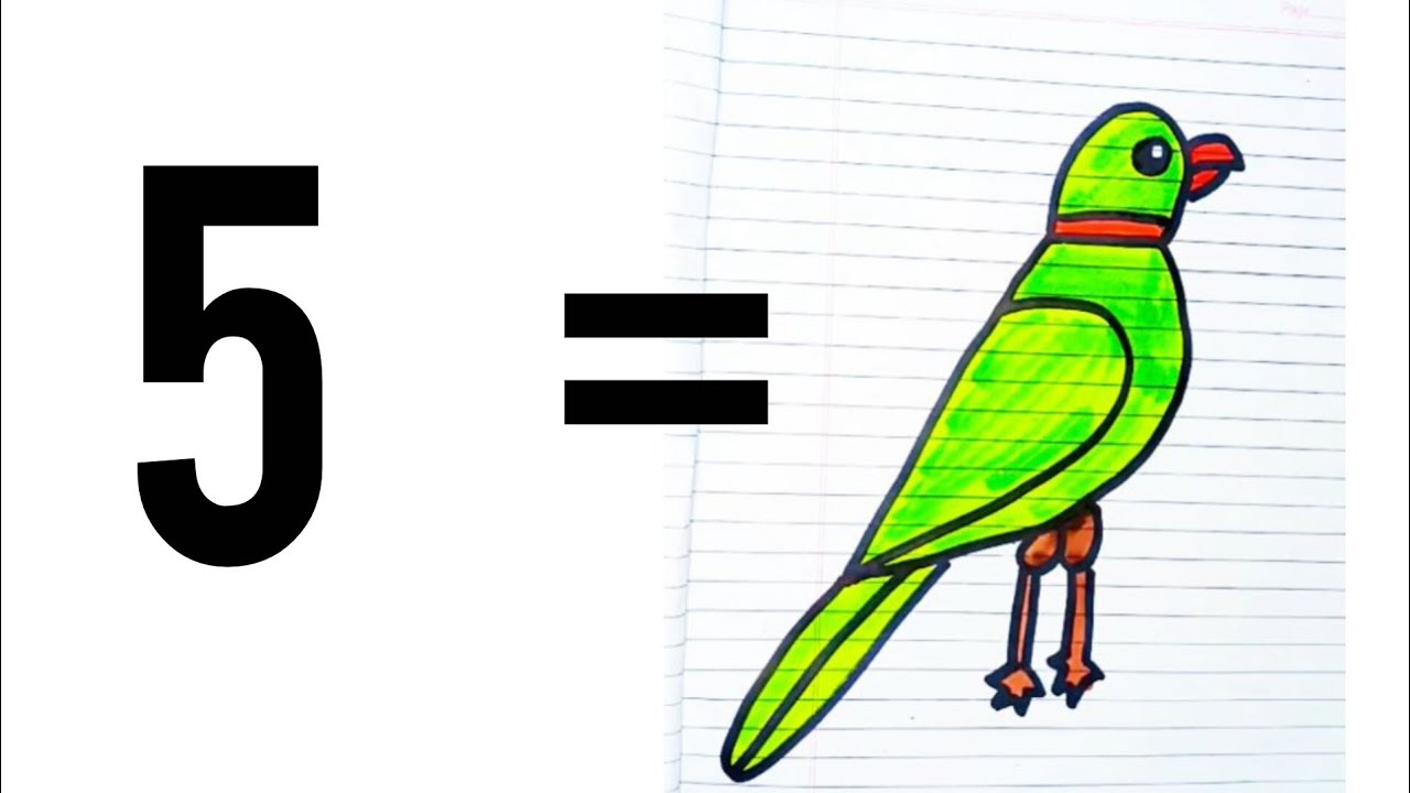 How to draw parrot drawing 5| Parrot Drawing Easy parrot drawing with Colour