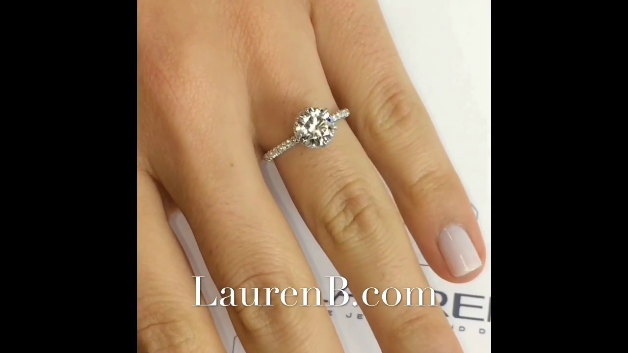 1.5ct Round Cut Moissanite, Hidden Halo Engagement Ring, Pave