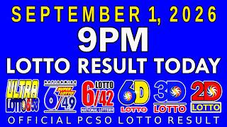 9pm Lotto Result Today September 1 2026 PCSO