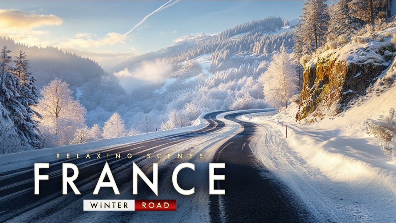 France Winter Road Trip ❄️ Beautiful Snowy Scenic Drive 4K