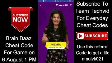 #CHEATCODE | BRAIN BAAZI CHEAT CODE FOR GAME ON 6 AUGUST 1 PM
