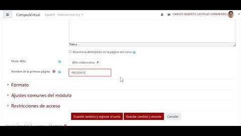 Crear wiki en Moodle