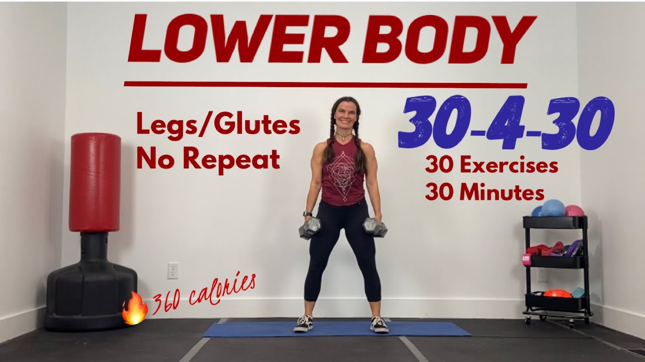 30 Minute LEGS, GLUTES, & CORE at HOME DUMBBELL WORKOUT //NO REPEAT//🔥 ...