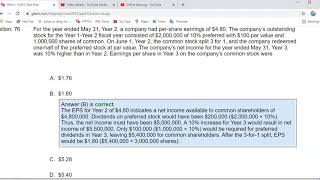 CMA PART 2, Study Unit 2 Subunit 3 Per Share Ratio