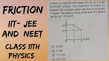 A block is projected with speed 20 m/s on a rough horizontal surface.  The coefficient of friction b