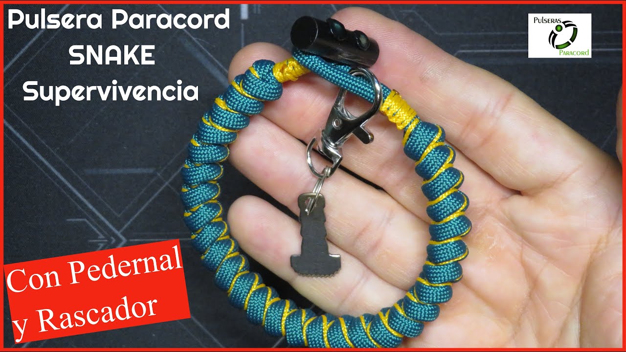 Pulsera SUPERVIVENCIA CON PEDERNAL Y RASCADOR - Paracord Bracelet - Pulseras  Paracord DIY 