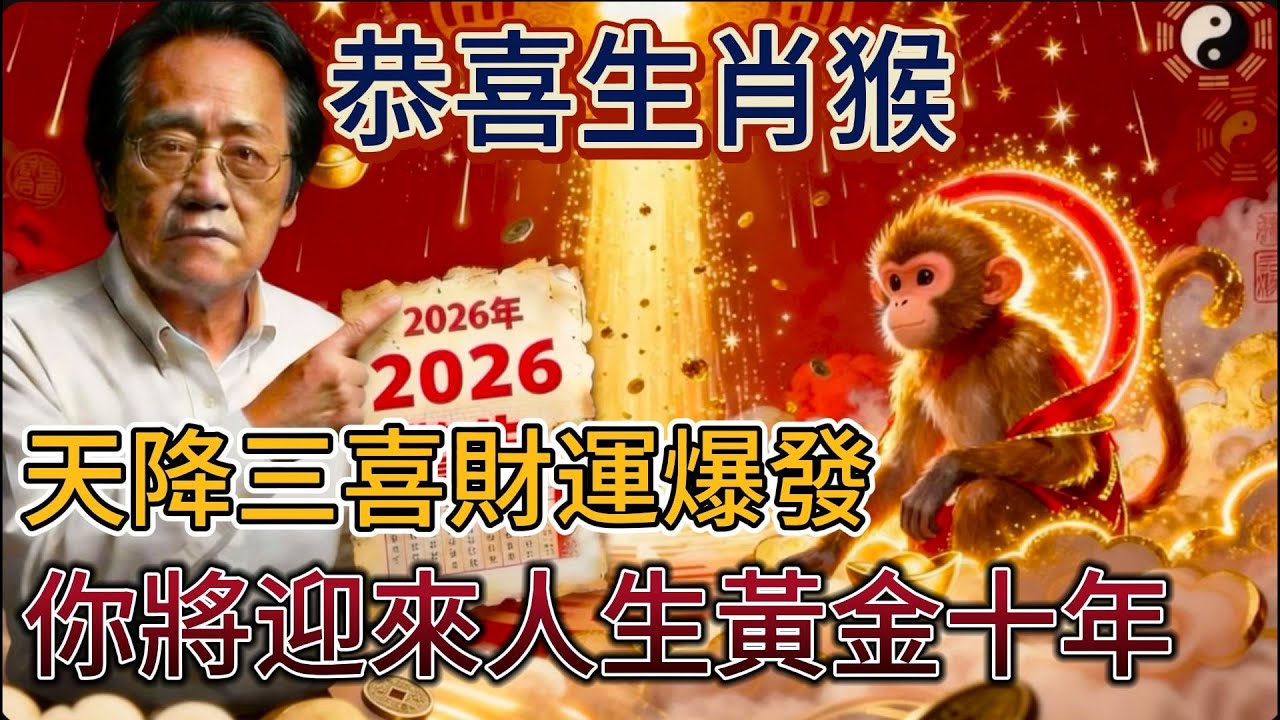 倪海廈：恭喜生肖猴！老天給你重大翻身機會，抓住未來十年順風順水，不看後悔一整年！ #倪海厦 #養生 #國學 #易經 #屬猴 #開運 #招財 #補財庫 #中醫 #風水 #2026運勢 #生肖運勢 #生肖