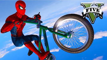 GTA 5 Epic Ragdolls | SPIDERMAN in Parkour on Bike Off Highest Buildings | Euphoria Physics, Jumps