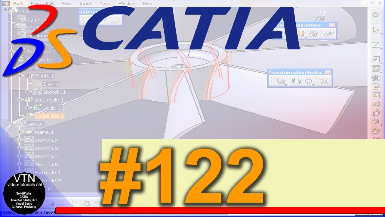 01-122 CATIA v5 TUTORIAL surface design: ( Symmetry ) - YouTube