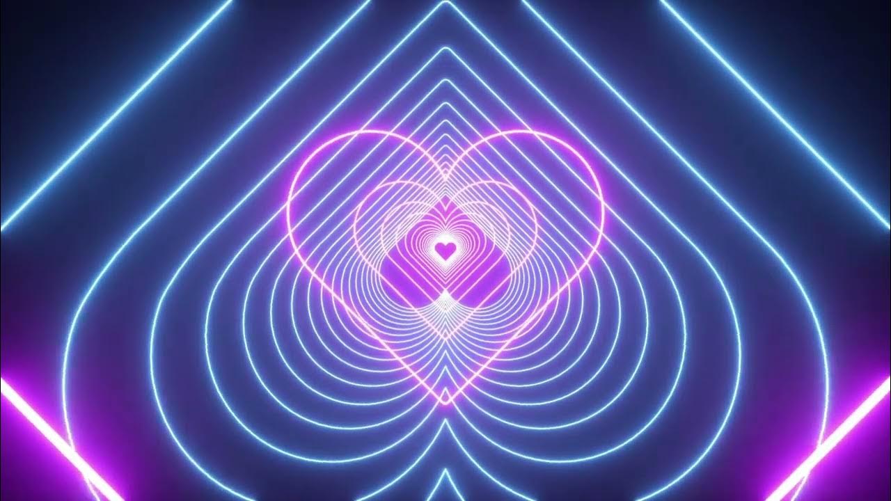Neon Lights Love Heart Tunnel Lights Hearts and Romantic Abstract Glow
