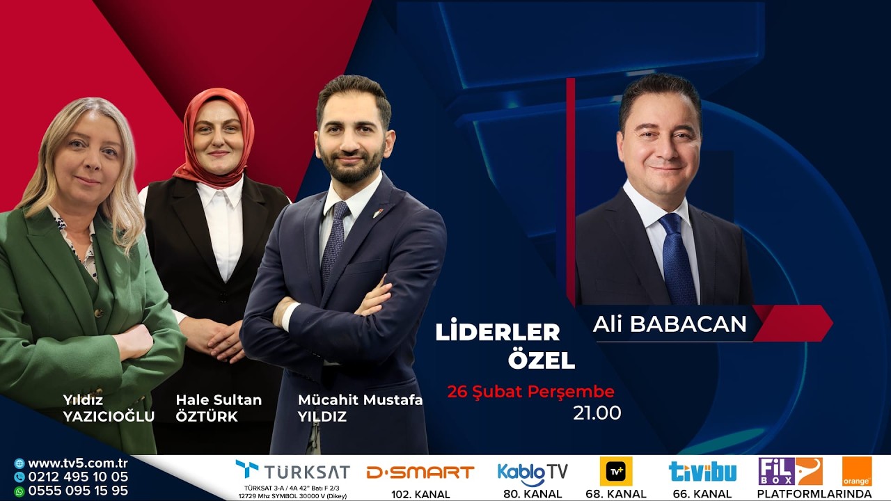 🔴 #CANLI | DEVA Partisi Genel Başkanı Ali Babacan #TV5’te – #LiderlerÖzel