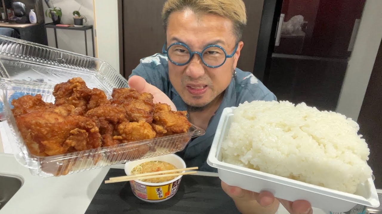 【ご飯550g】月曜唐揚げとえきそばまねきで大盛り飯を食う【飯テロ】【飯動画】【大食い】