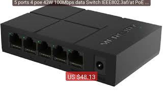 5 ports 4 poe 43W 100Mbps data Switch IEEE802.3af/at PoE suit ... — Hot Deal 2026 | Limited Offer!