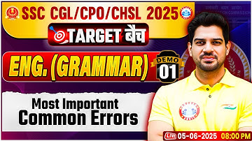 SSC CGL/CHSL/CPO 2025 | SSC CGL English Classes | Most Imp Common Errors | English Grammar Demo #01