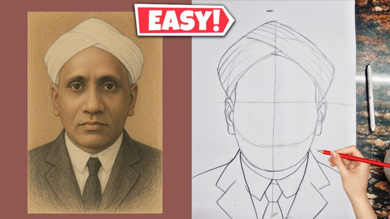 CV Raman Drawing | How to draw CV Raman - YouTube