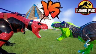 GREEN LANTERN vs DEADPOOL TREX vs CAPTAIN AMERICA vs SPIDERMAN- Superhero Dinosaurs Fighting in JWE