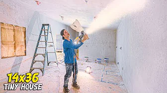 You WON'T BELIEVE the Results! Knockdown drywall Texture in DIY Tiny House