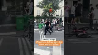 Tirs de mortiers et mouvement de foule à la fête de la musique 2026 à Paris