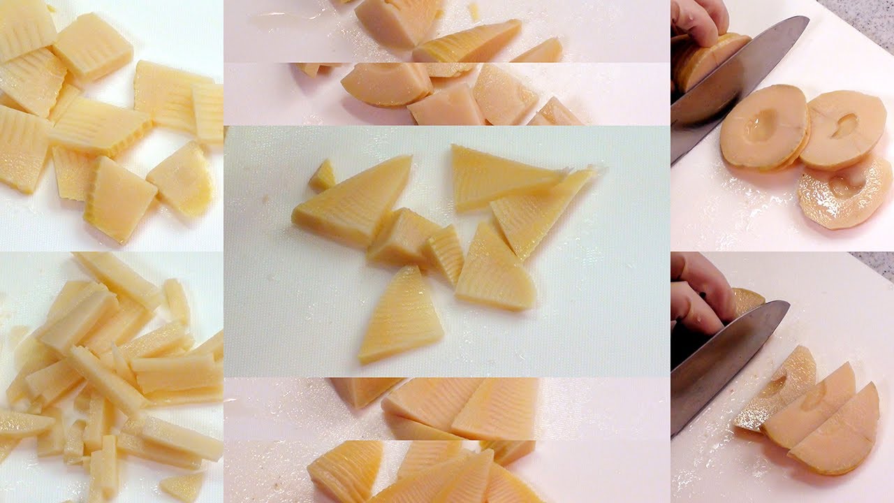 たけのこの切り方 輪切り 半月切り いちょう切り 細切り How To Slice Bamboo Shoots Takenoko Youtube