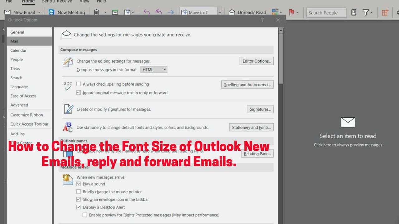 office 365 font size changes on reply messages