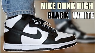 NIKE DUNK HIGH BLACK WHITE PANDA REVIEW & ON FEET + SIZING...HOW GOOD ARE THESE?