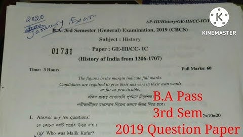 B.A General History Pass 2019 Questions paper ( GE-3/ CC-1C) Burdwan University
