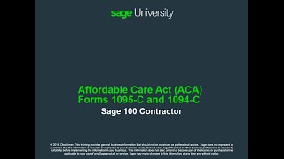 Sage 100 Contractor (U.S.) - ACA Forms 1095-C and 1094-C