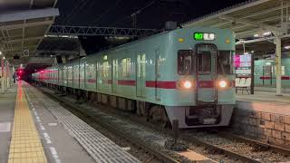 西鉄天神大牟田線急行列車(花畑行き)・二日市駅発車後上り普通列車とすれ違い