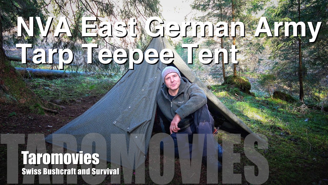 NVA East German Army Tarp Teepee Tent / Bushcraft-Survival / 4K