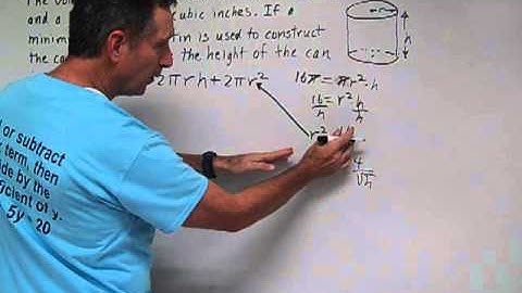 Calculus Optimization Problem 1 Minimize the Surface Area of a Cylinder
