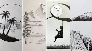 Beautiful scenery sketches for beginners/Quick and Easy