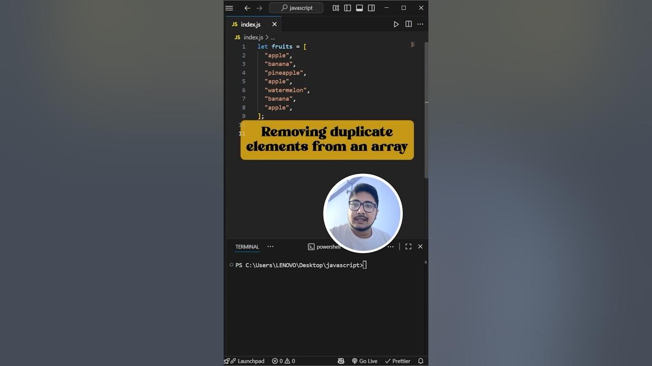 One line to make your array unique 😎 #javascript_tutorial #coding # ...