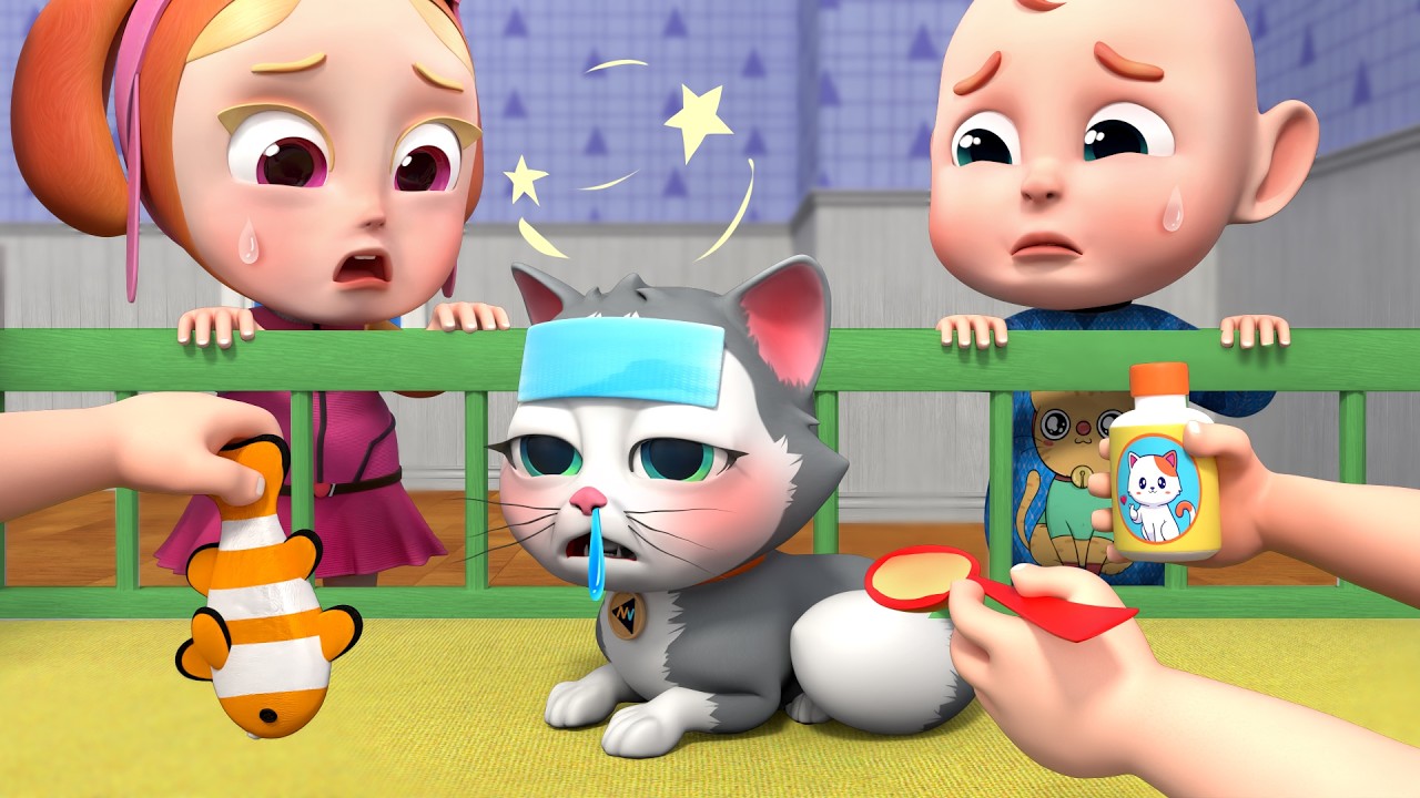 Kitten Got Sick | Sick Song | Rosoo Kindergarten Nursery Rhymes & Kids Songs