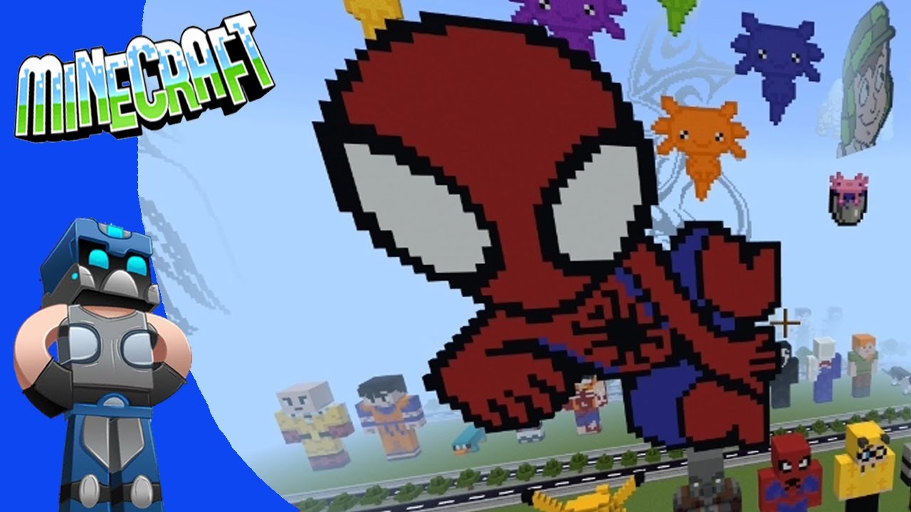Minecraft Pixel art Spiderman Tutorial Como hacer Spiderman en