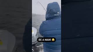 Best fishing in worst weather! Send it! 🎣 #shorts