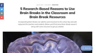 5 Research-Based Reasons to Use Brain Breaks in the Classroom and Brain Break Resources