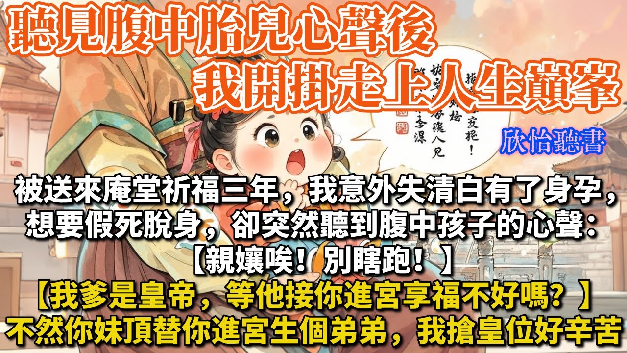 《聽見胎兒心聲，我走上人生巔峯》被送來庵堂祈福三年，我意外失清白有了身孕，想要假死脫身卻突然聽到腹中孩子心聲：親孃唉別瞎跑！我爹是皇帝，等他接你進宮享福不好嗎？不然你妹頂替你進宮生弟，我搶皇位好辛苦…