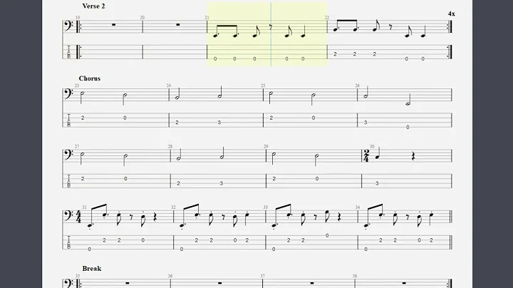 Black Horse And The Cherry Tree by KT Tunstall - Bass Guitar Play Along with TAB