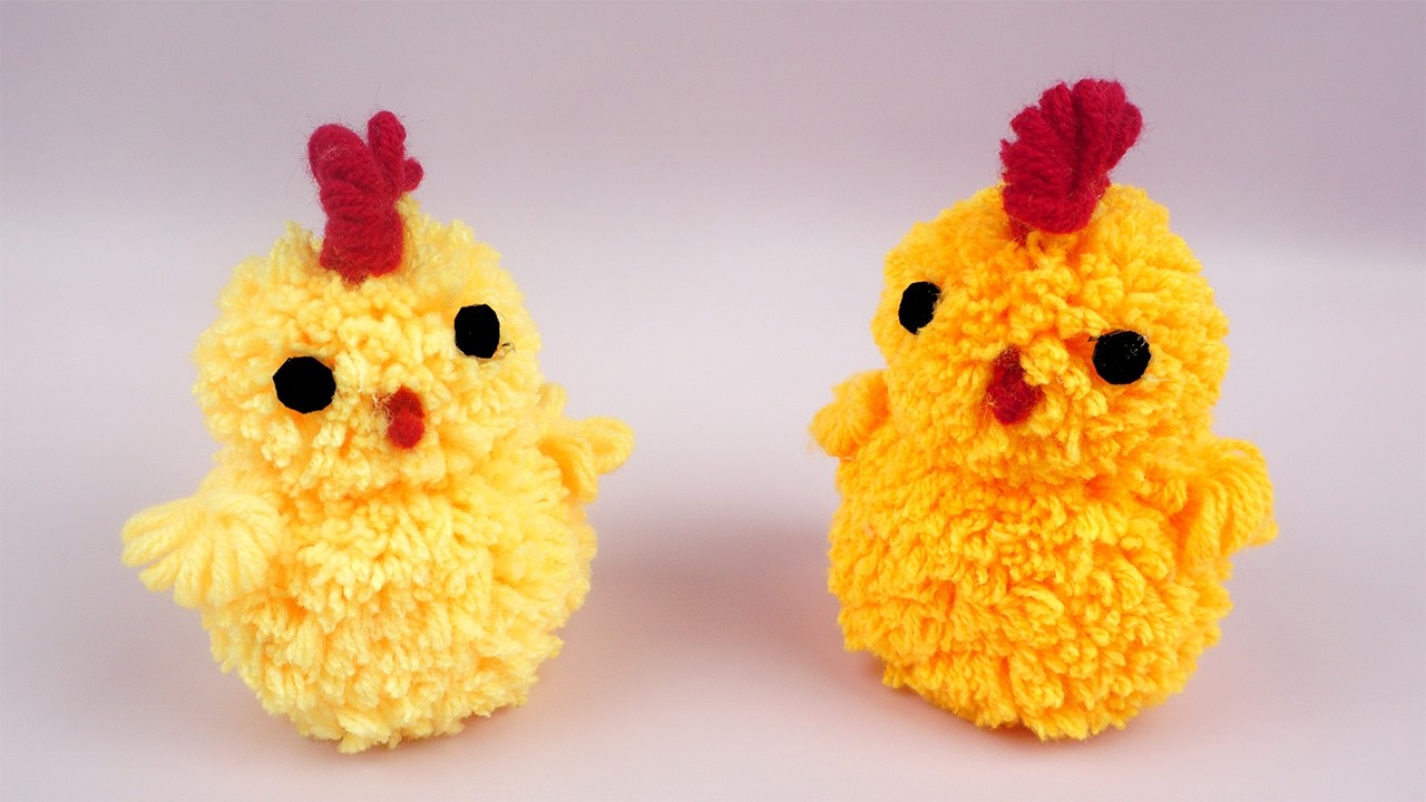 Pompon Küken basteln 🐣 - Einfache DIY Osterdeko selber machen - Ostern Basteln mit Wolle