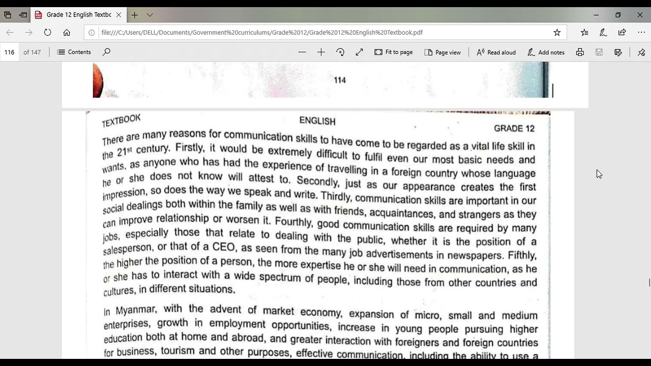 Grade -12/ English/ Unit-10/ Read the passage:Part 2 