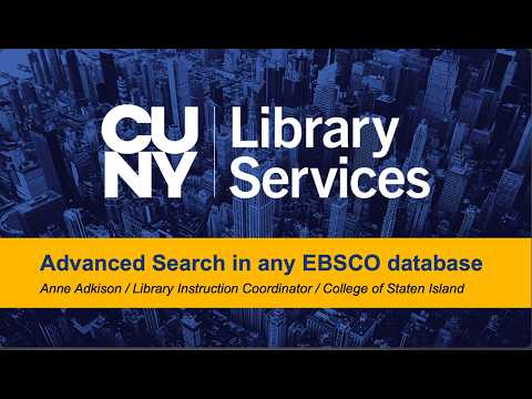 Advanced Search in any EBSCO Database