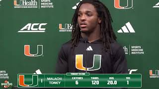 Malachi Toney on #6 Miami's Win Over Central Michigan | Postgame Press Conference
