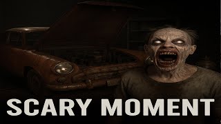 😱 “Terrifying Garage Encounter! Zombie Attack Behind the Broken Car!”