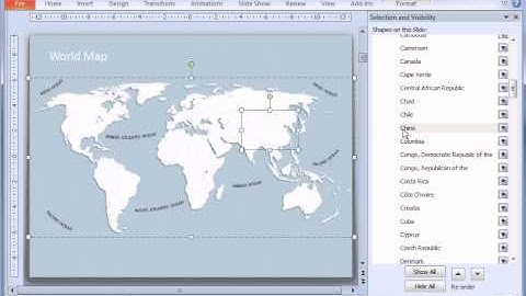 PowerPoint World Map Template. Fully editable Maps with Selection List.