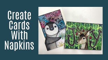 Mixed Media Cards Using Napkins and Stencils - Quick and Easy
