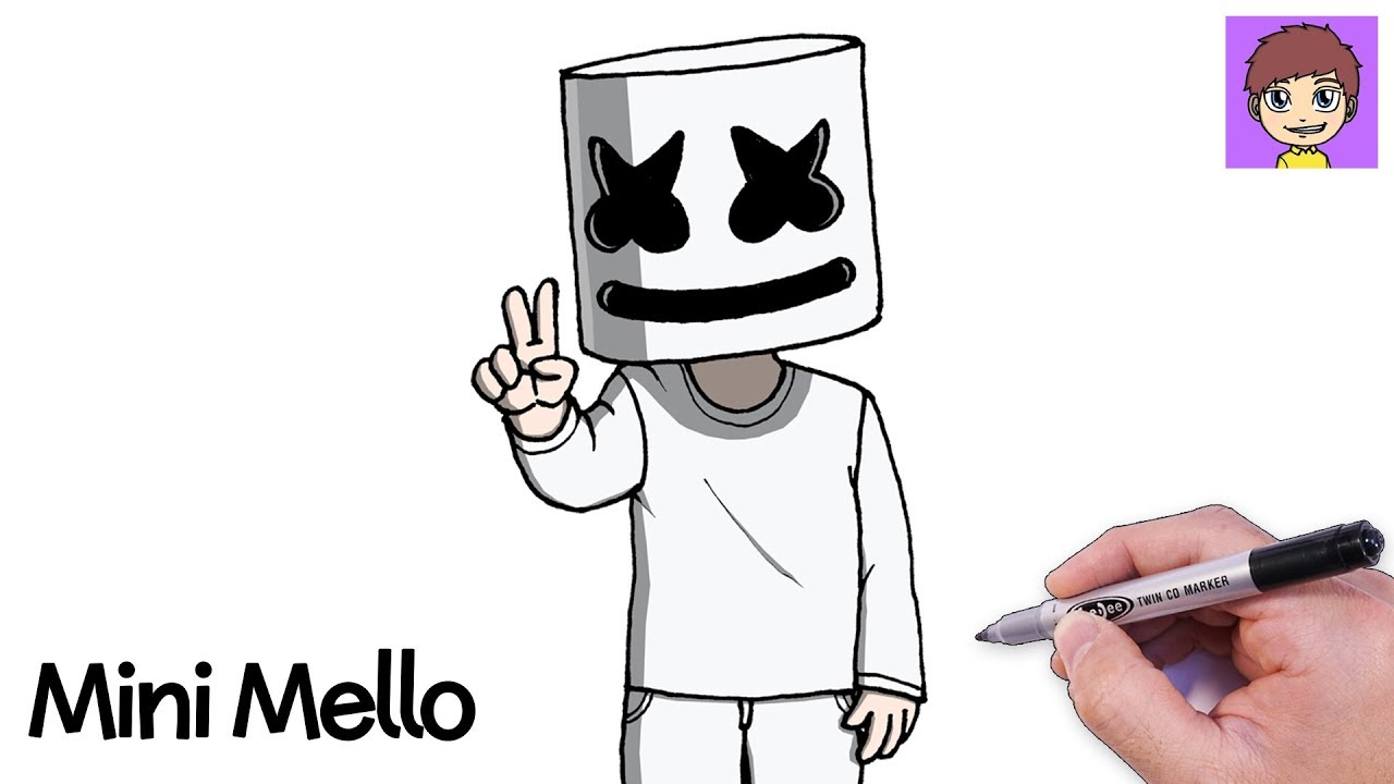 Como Dibujar Mini Marshmello Paso a Paso - Dibujos para Dibujar - Dibujos  Faciles Mini Mello - thptnganamst.edu.vn