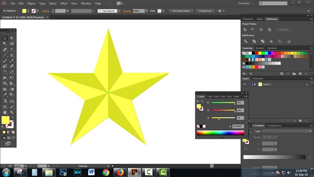 How To Star Design in Adobe Illustrator CC Tutorial #2 - YouTube