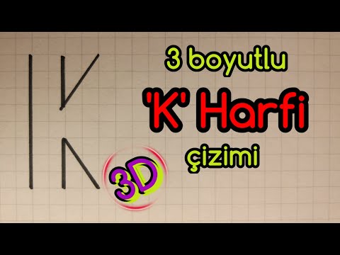 3 Boyutlu 'K' Harfi Çizimi // How to Draw 3D Letter 'K'